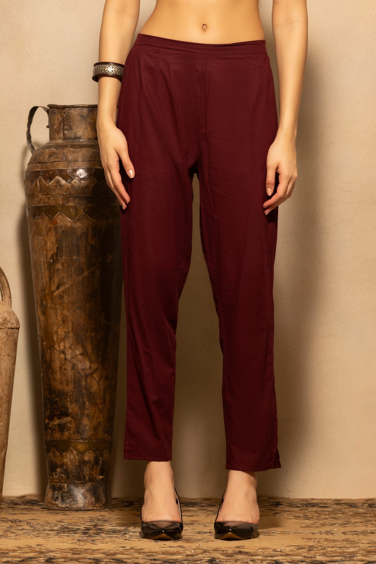 Maroon Bandhani Printed A-line Kurta 3 Pcs Set
