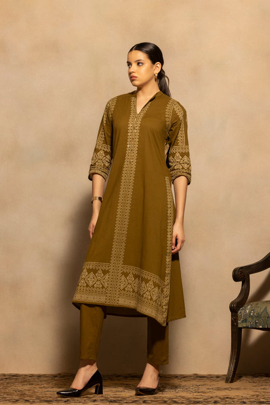 Green Bandhani Printed A-line Kurta 3 Pcs Set