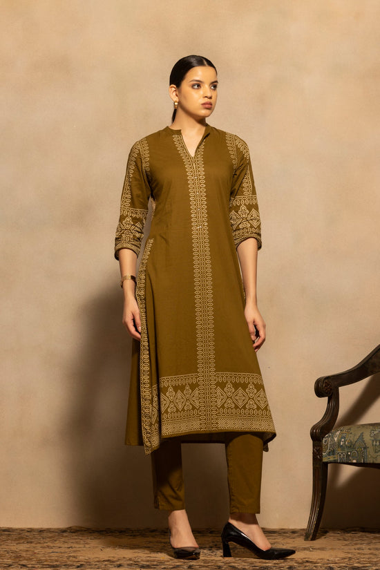 Green Bandhani Printed A-line Kurta 3 Pcs Set