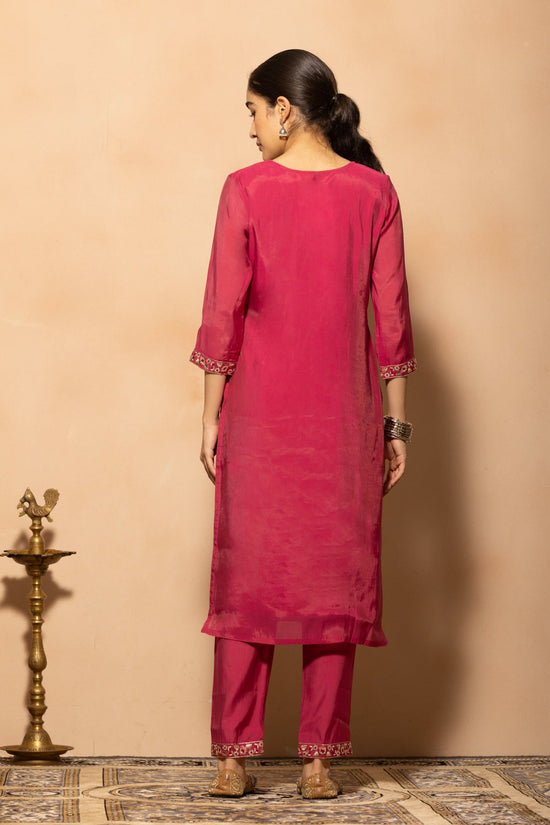Pink Stone Embroidered Kurta 3 Pcs Set