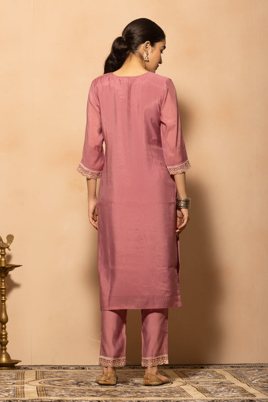 Soft Pink Stone Embroidered Kurta 3 Pcs Set