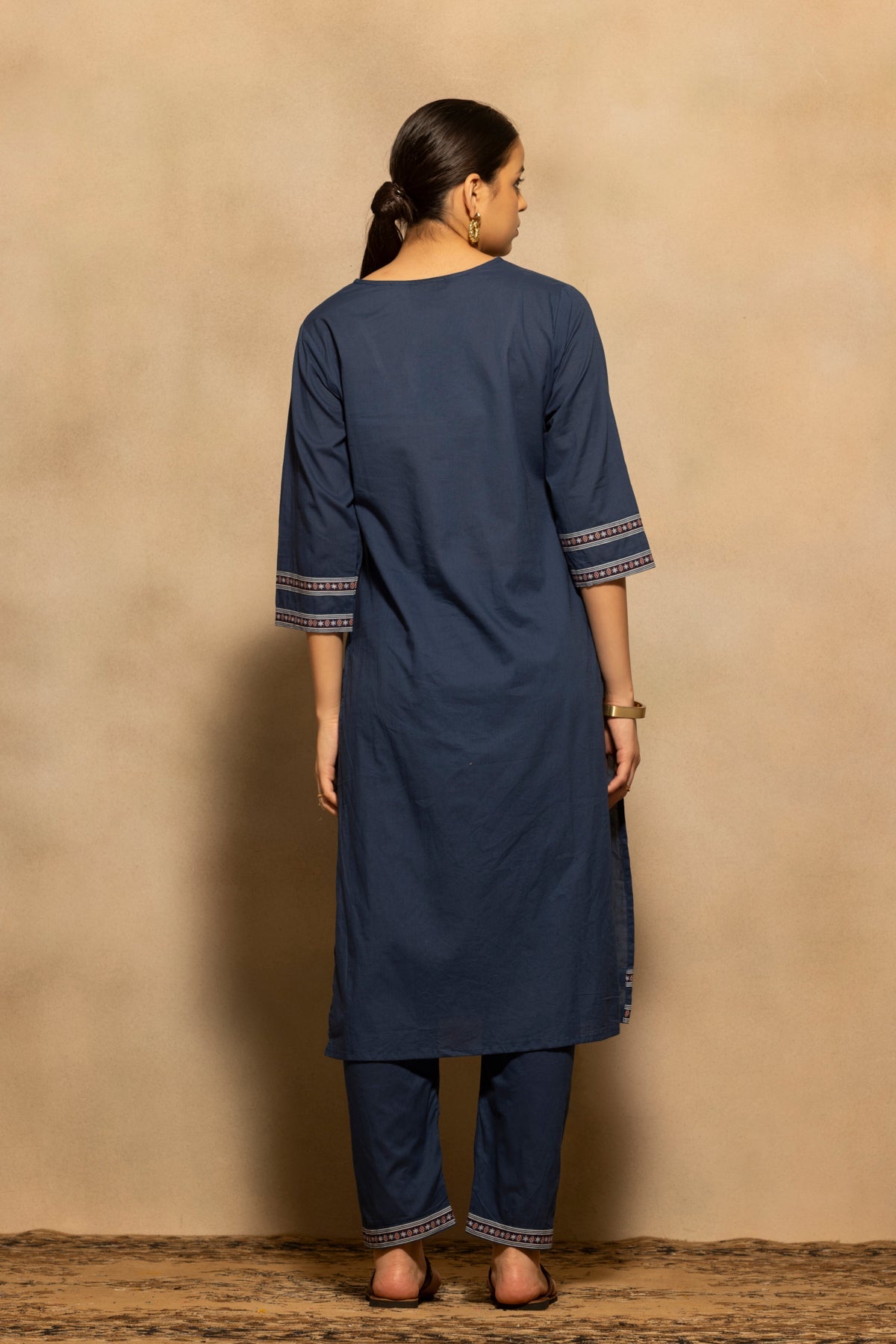 Blue Printed Kurta 3 Pcs Set