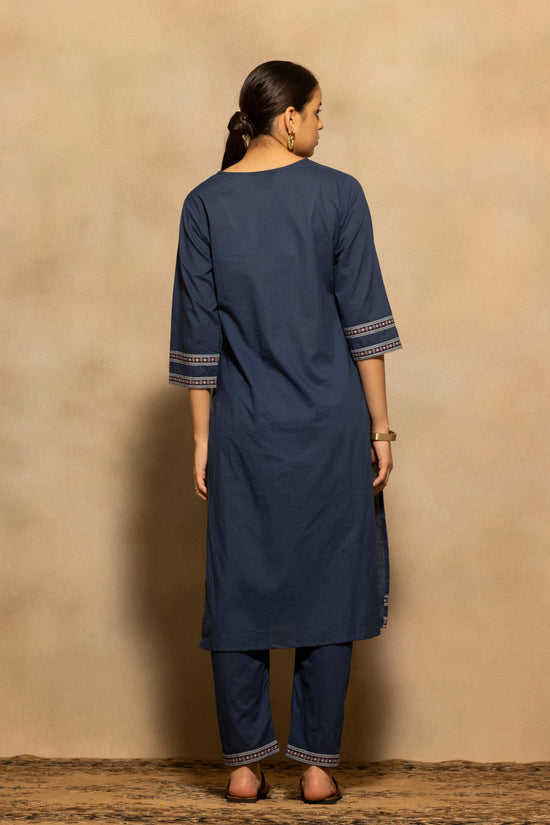 Blue Printed Kurta 3 Pcs Set