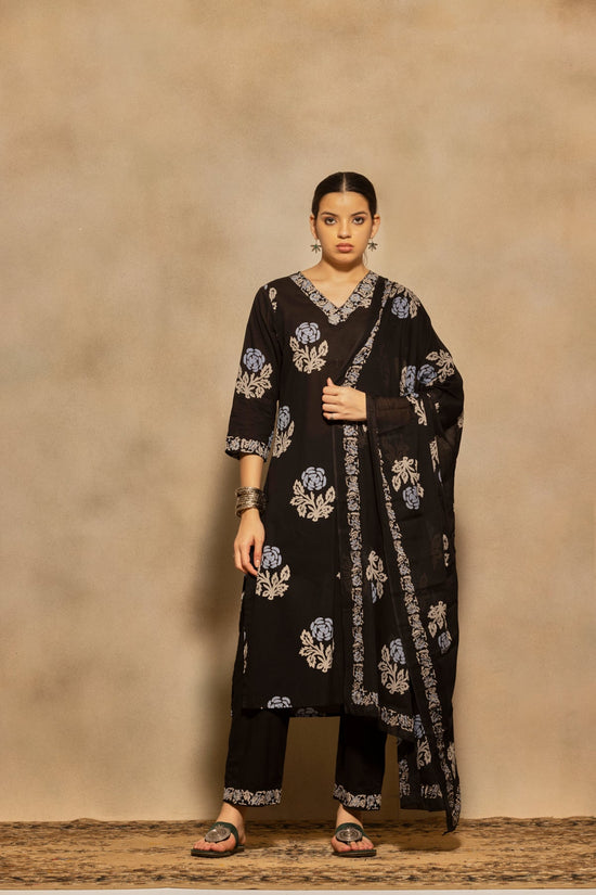 Black Printed Kurta 3 Pcs Set