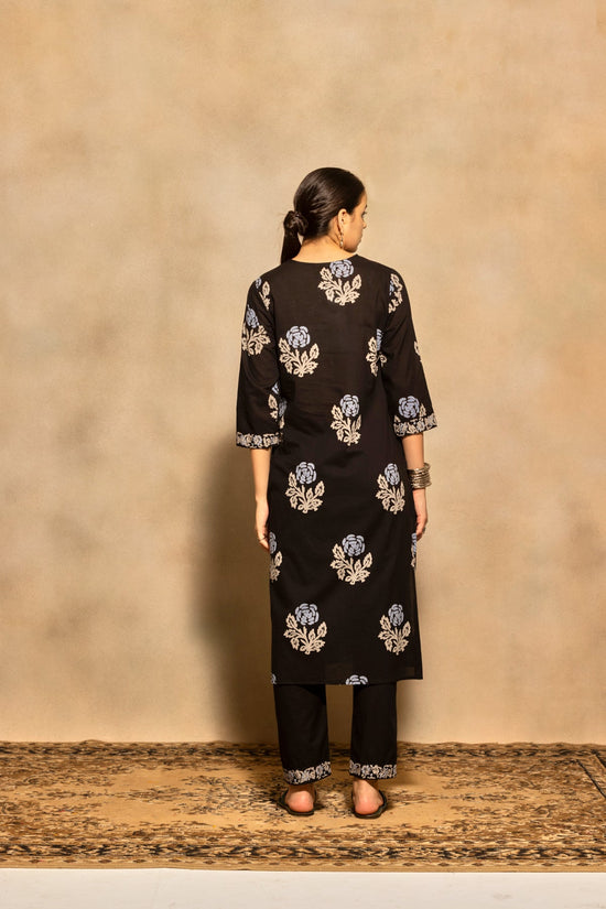 Black Printed Kurta 3 Pcs Set