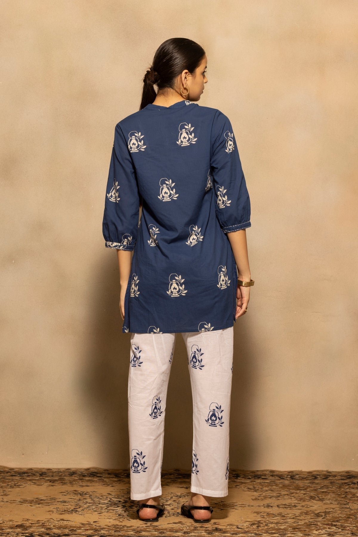 Blue Printed Kurta 2 Pcs Set