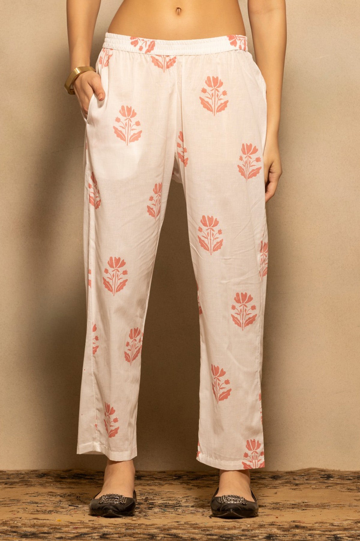 Pink Floral Printed Kurta 2 Pcs Set