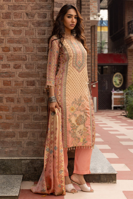 Pink Stone Embellished Printed Kurta 3 Pcs Set