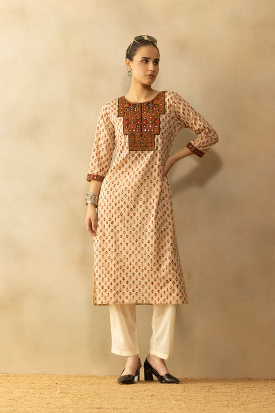 Cream Printed Kurta