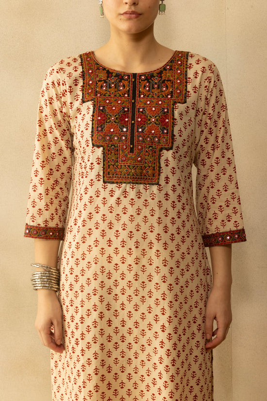 Cream Printed Kurta