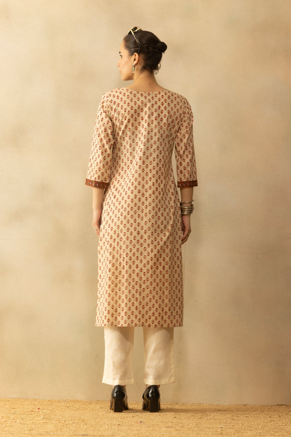 Cream Printed Kurta