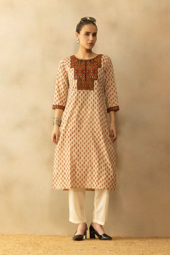 Cream Printed Kurta