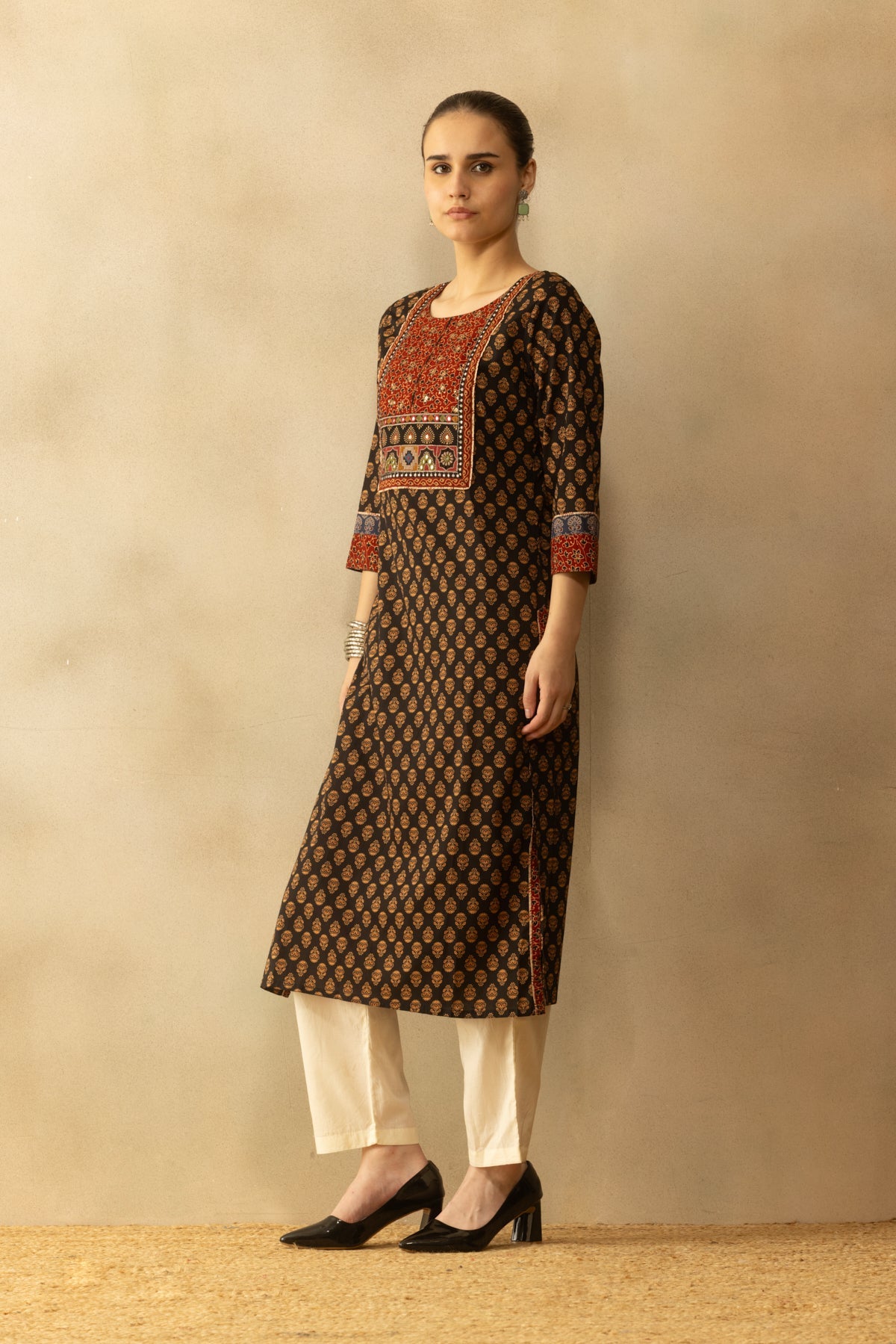 Black Printed Kurta