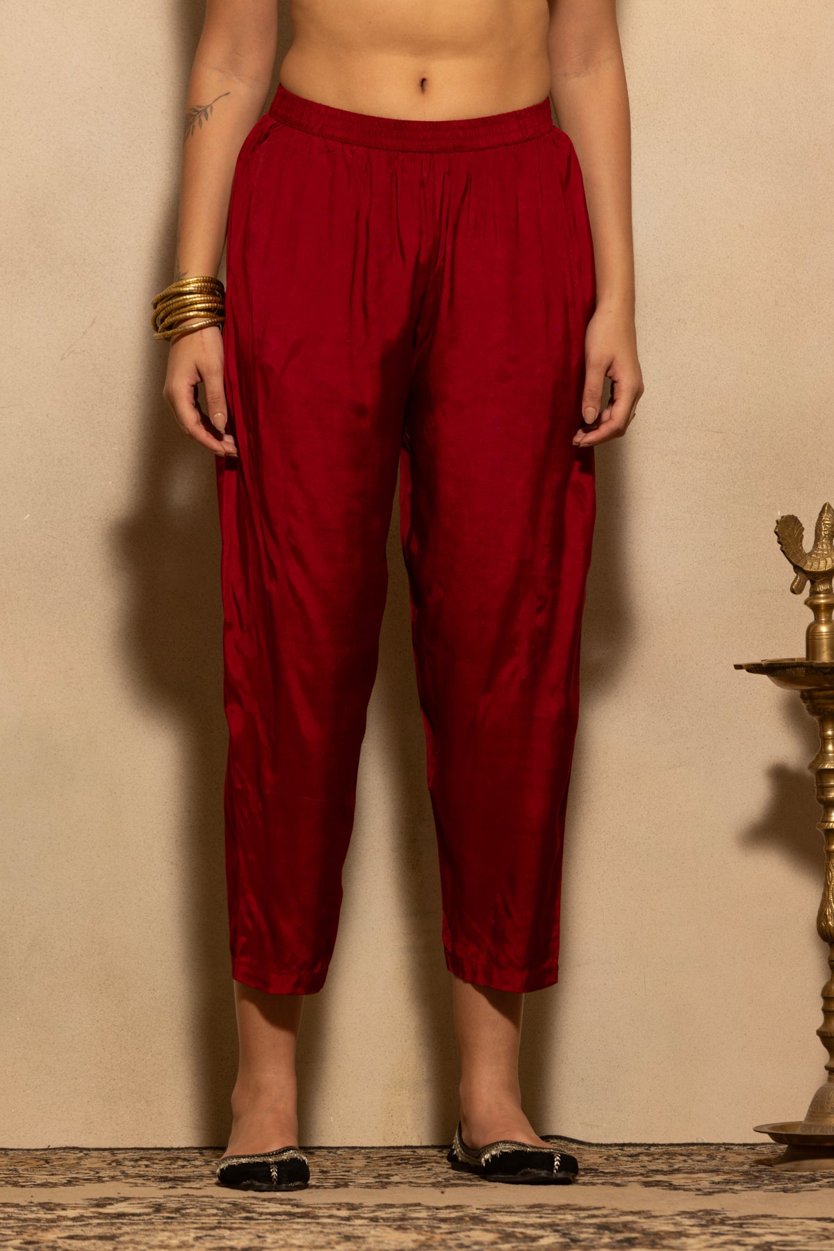 Maroon Embroidered Kurta 3 Pcs Set