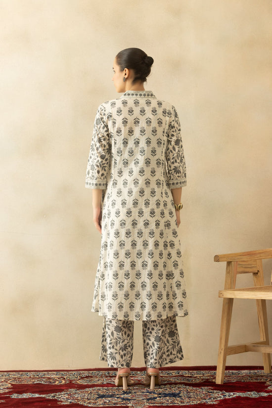 White Pintex Printed A-line Kurta 3 Pcs Set