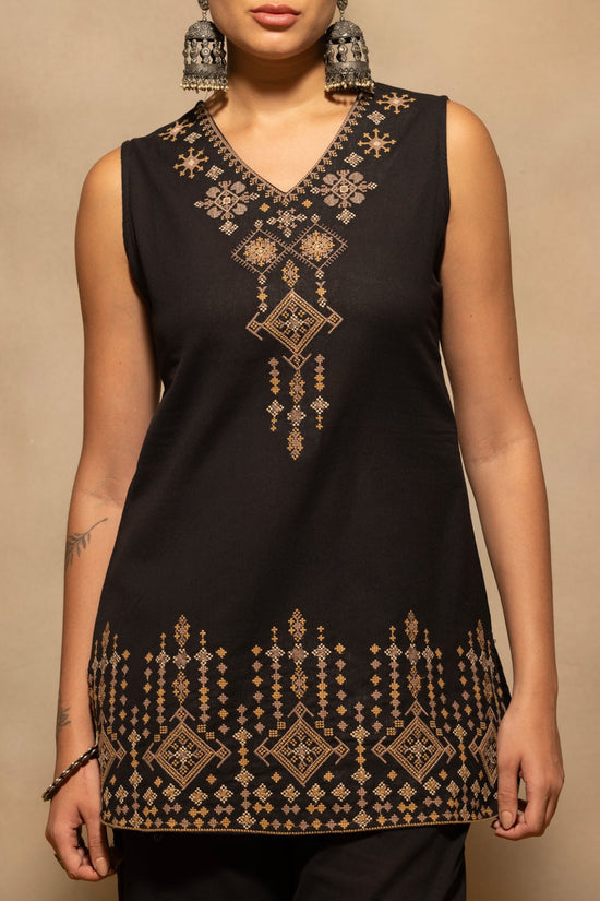 Black Embroidered Co-Ord Set