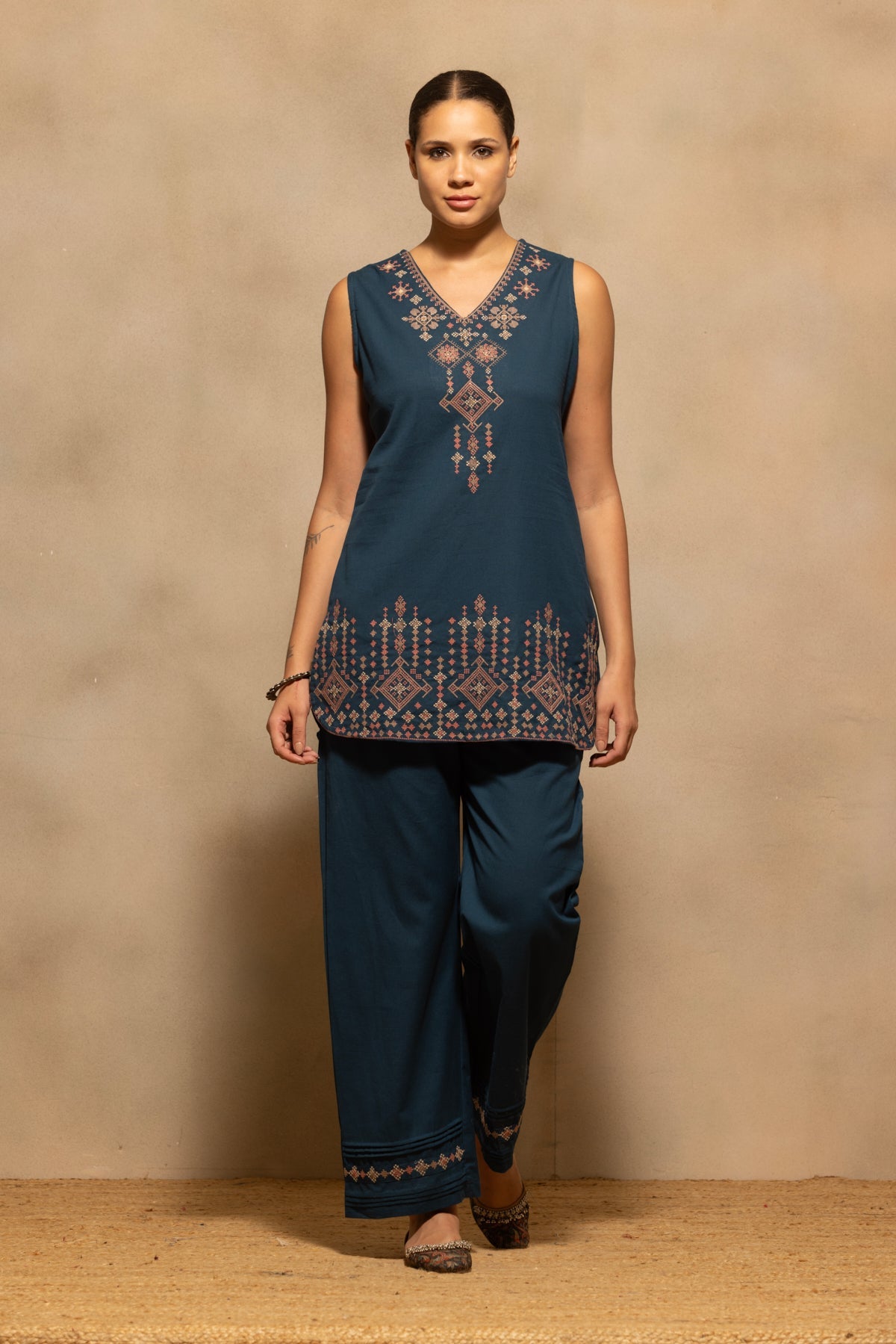 Blue Embroidered Co-Ord Set