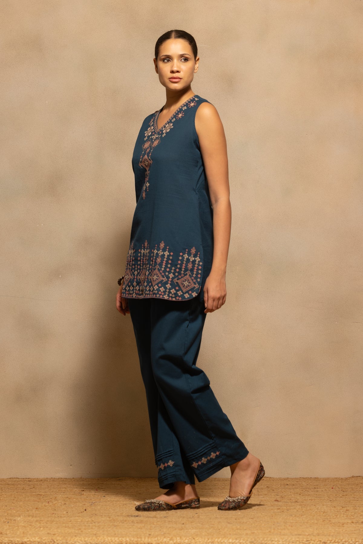 Blue Embroidered Co-Ord Set