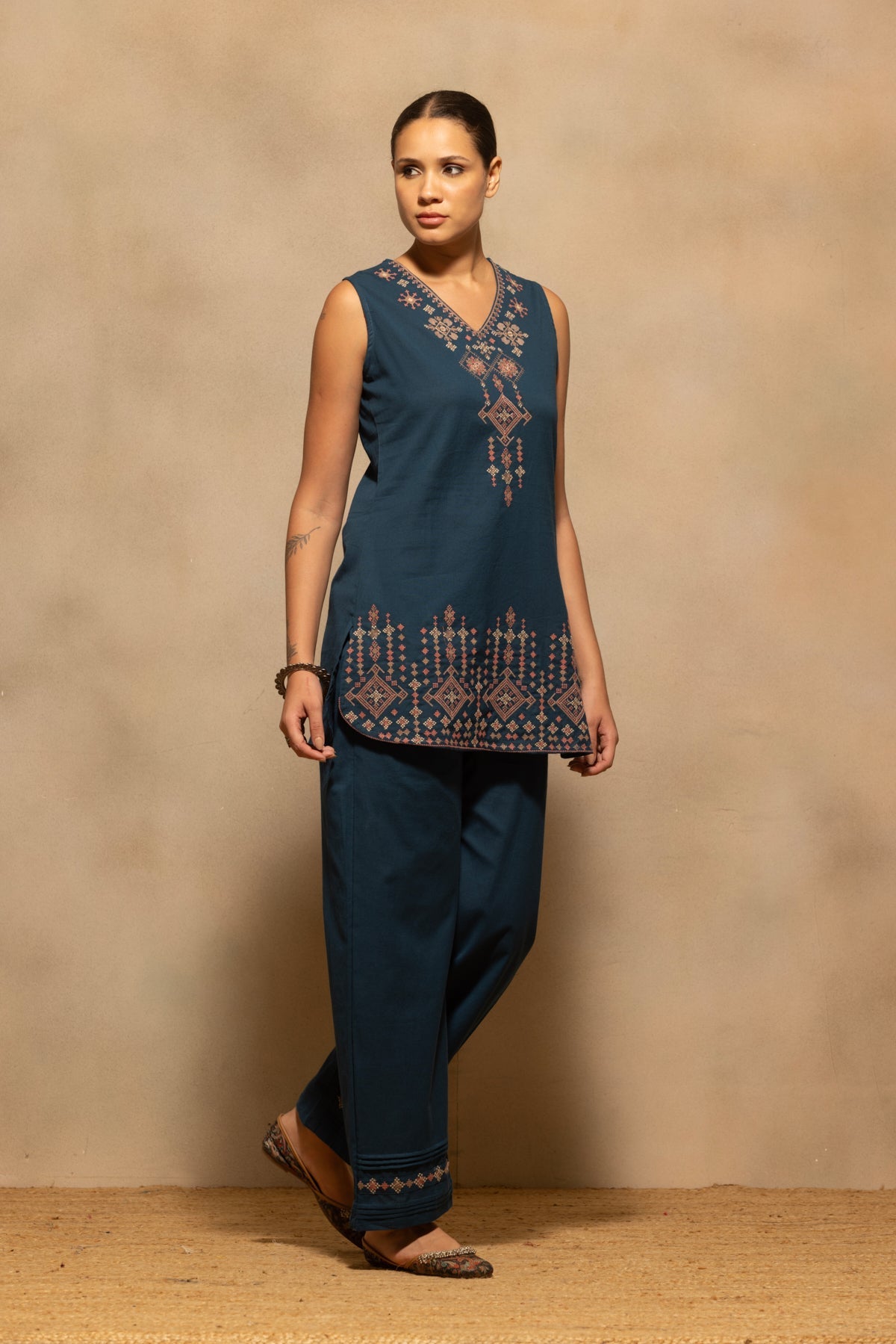 Blue Embroidered Co-Ord Set