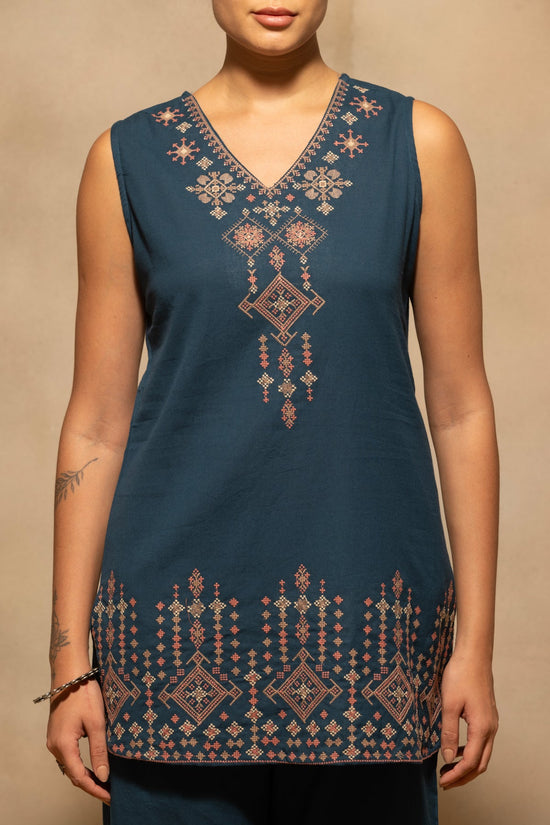 Blue Embroidered Co-Ord Set