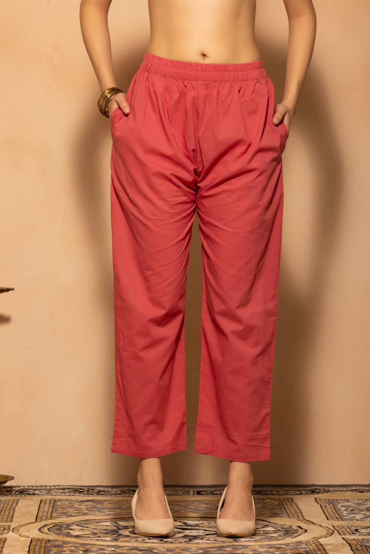 Pink Embroidered Flared Kurta 3 Pcs Set