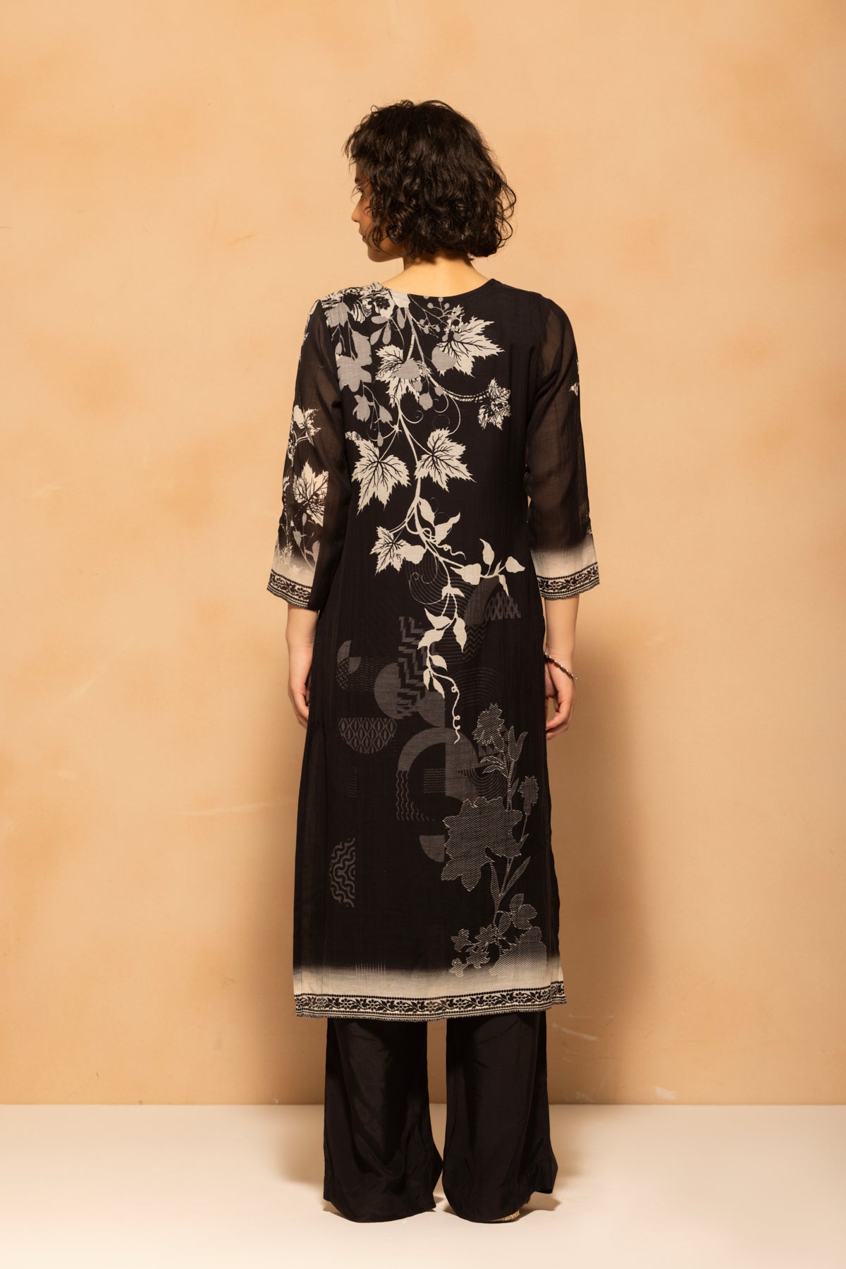 Black Printed Kurta 3 Pcs Set