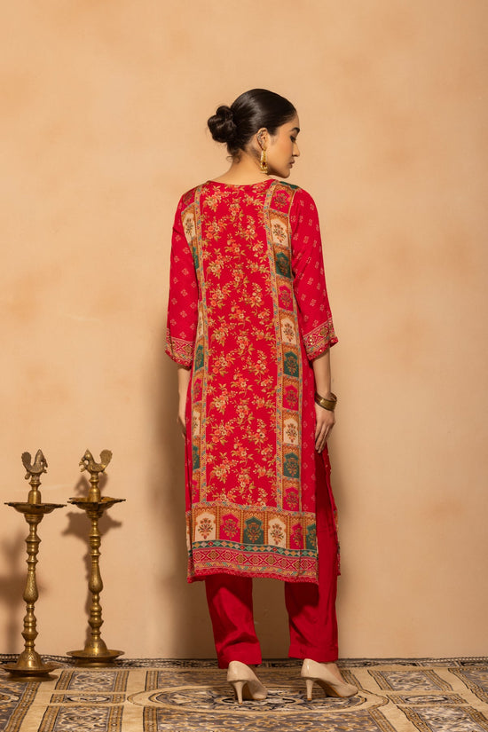 Pink Embellished Printed Kurta 3 Pcs Set