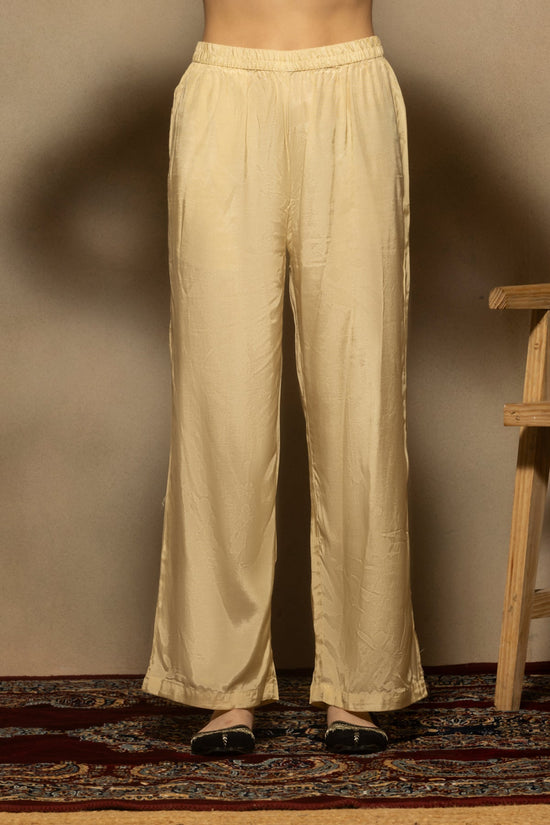 Cream Mirror Embellished Kurta 3 Pcs Set