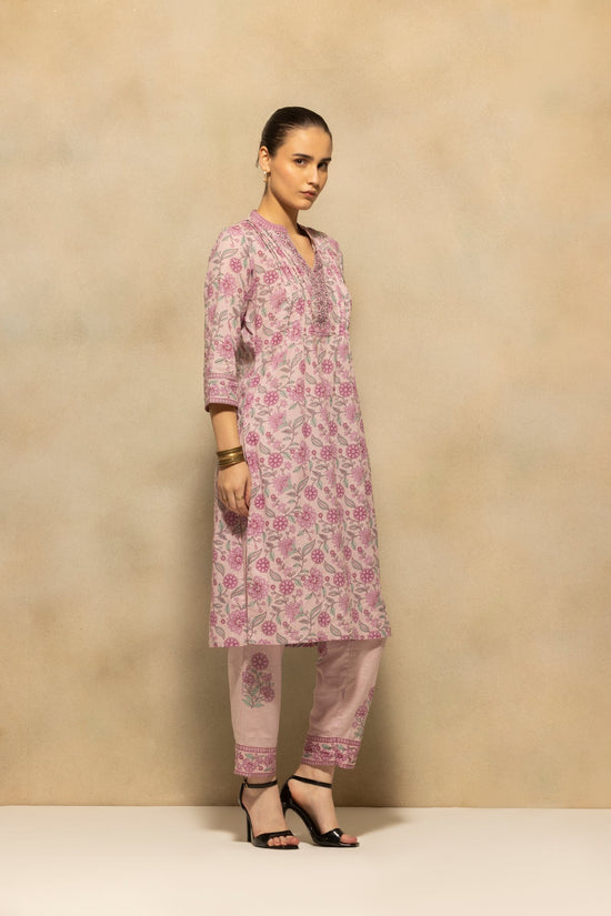 Mauve Printed Kurta 3 Pcs Set