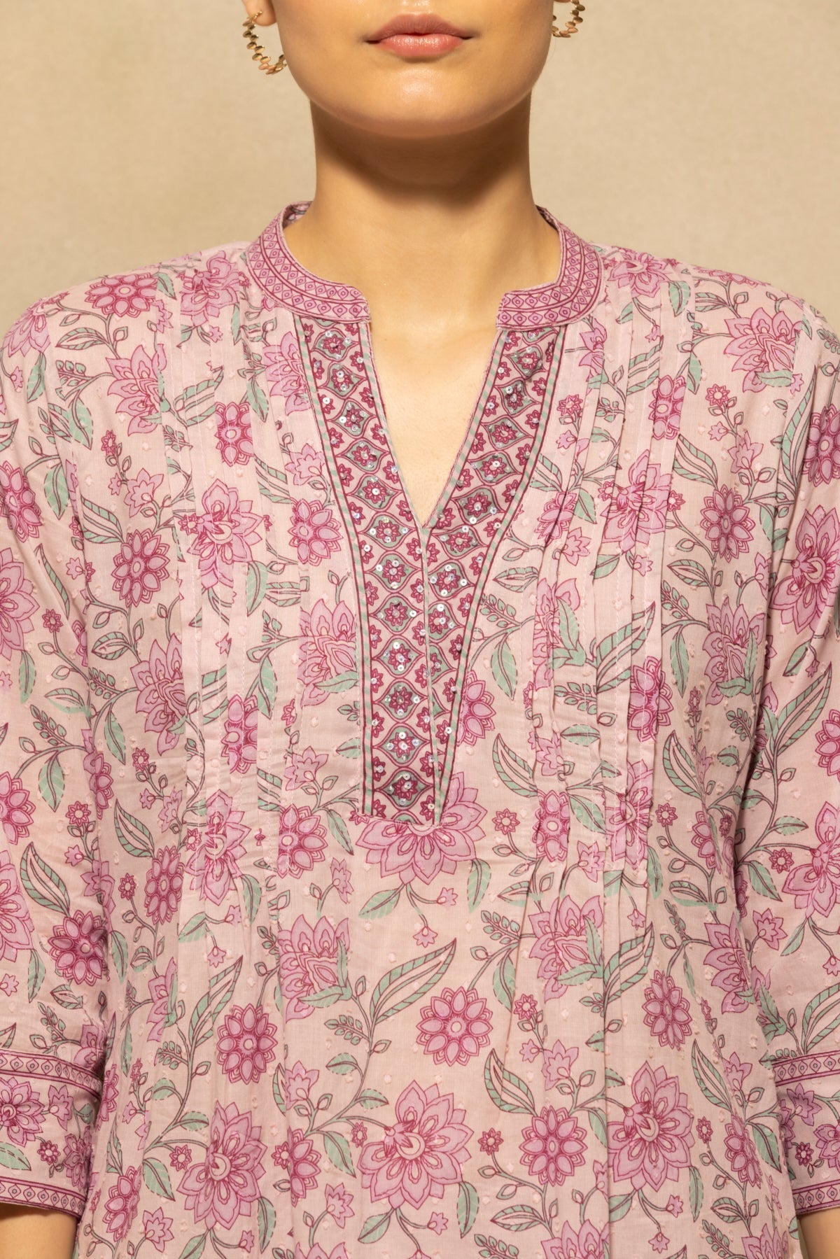 Mauve Printed Kurta 3 Pcs Set
