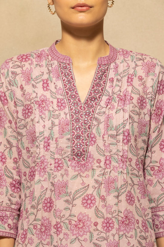 Mauve Printed Kurta 3 Pcs Set