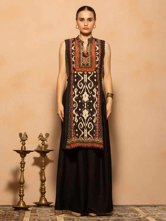 Black Abstract Printed Kurta 2 Pcs Set