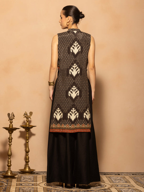Black Abstract Printed Kurta 2 Pcs Set
