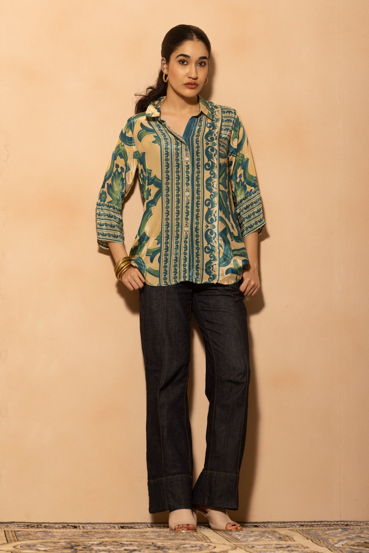 Cream Printed Top