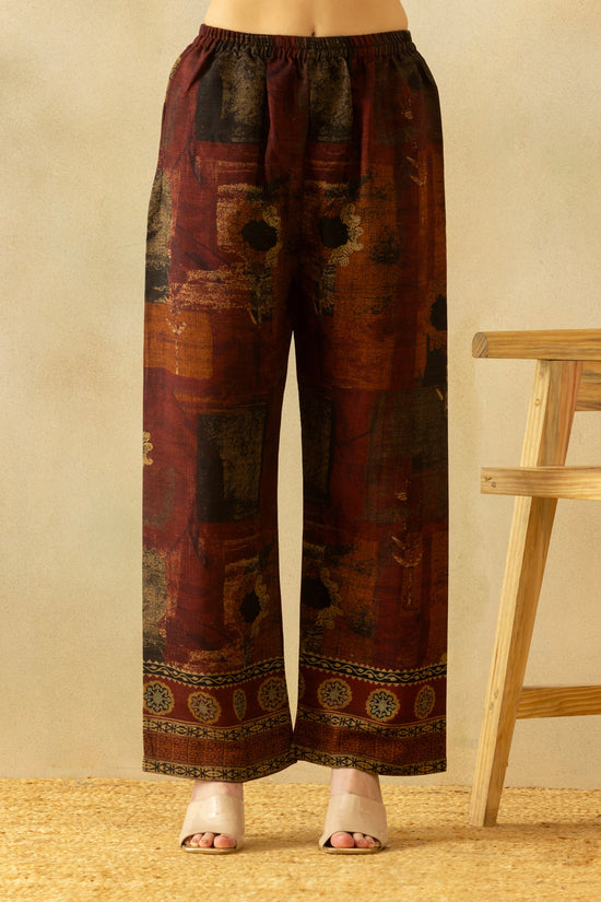 Brown Printed A-line Co-Ord Set