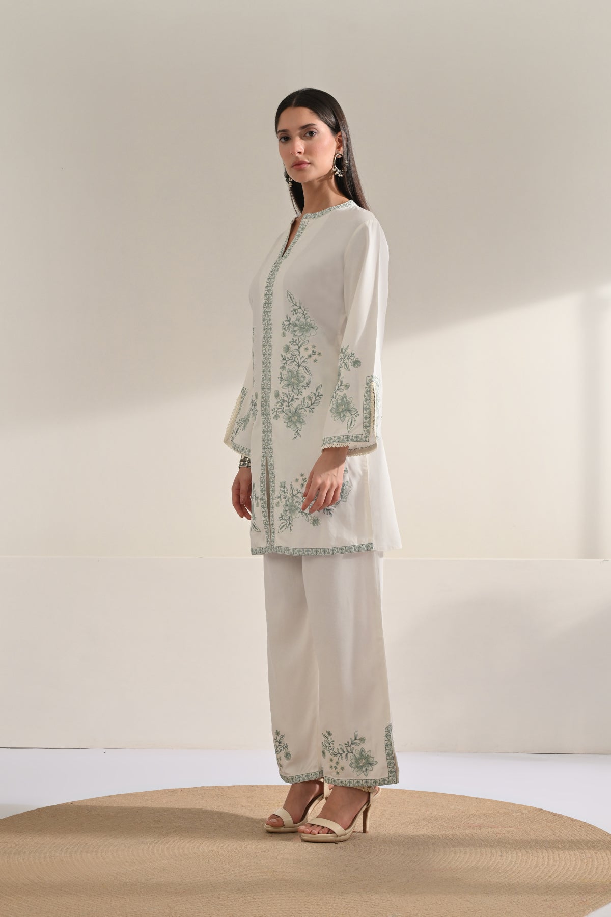 Cream Embroidered Co-Ord Set