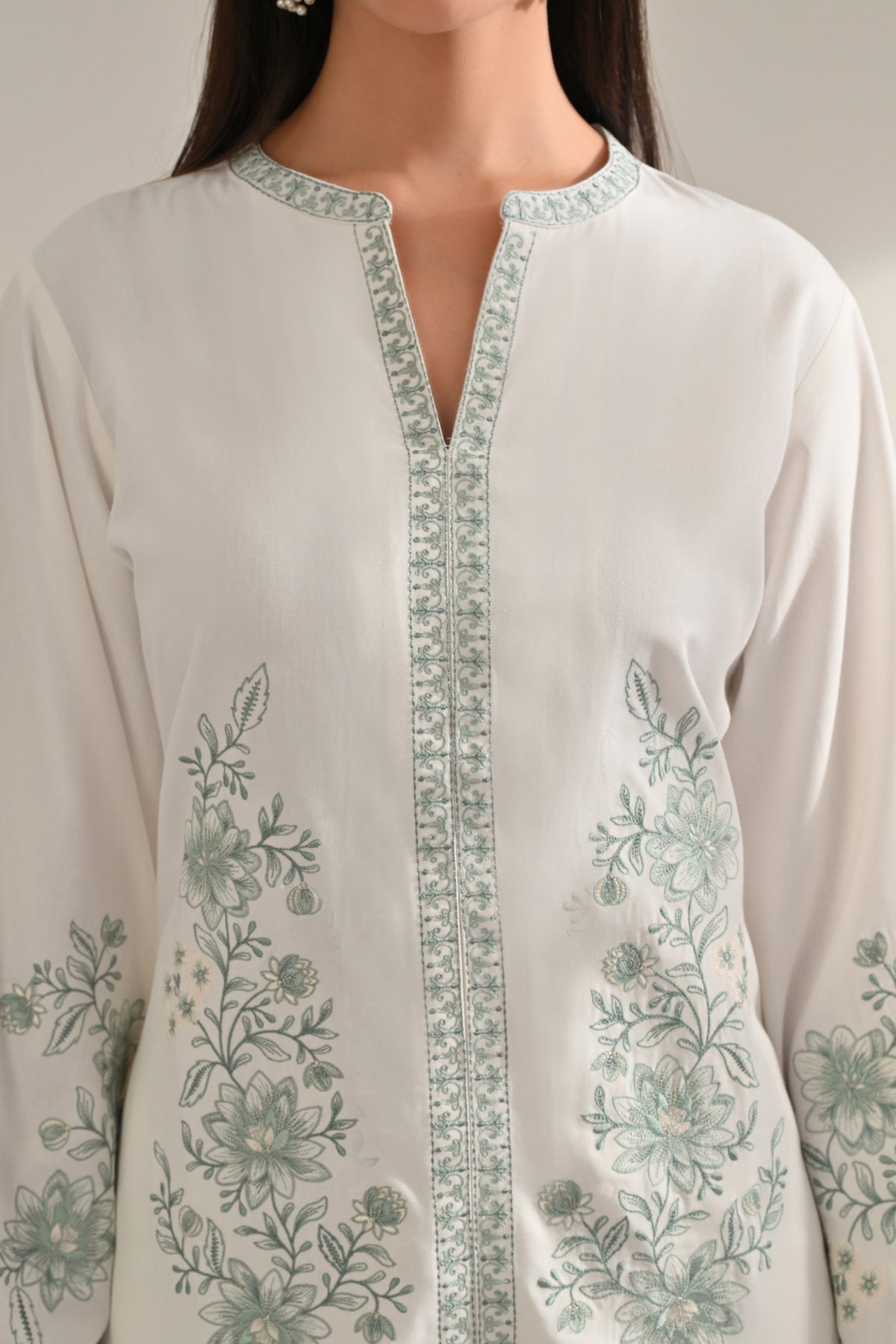 Cream Embroidered Co-Ord Set