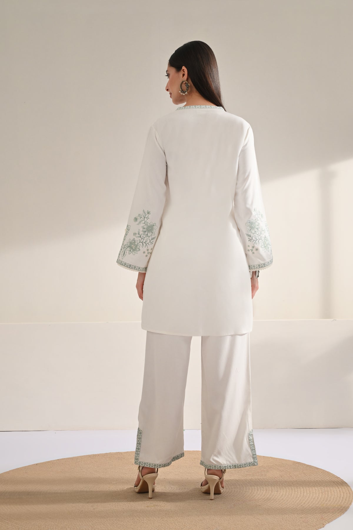 Cream Embroidered Co-Ord Set