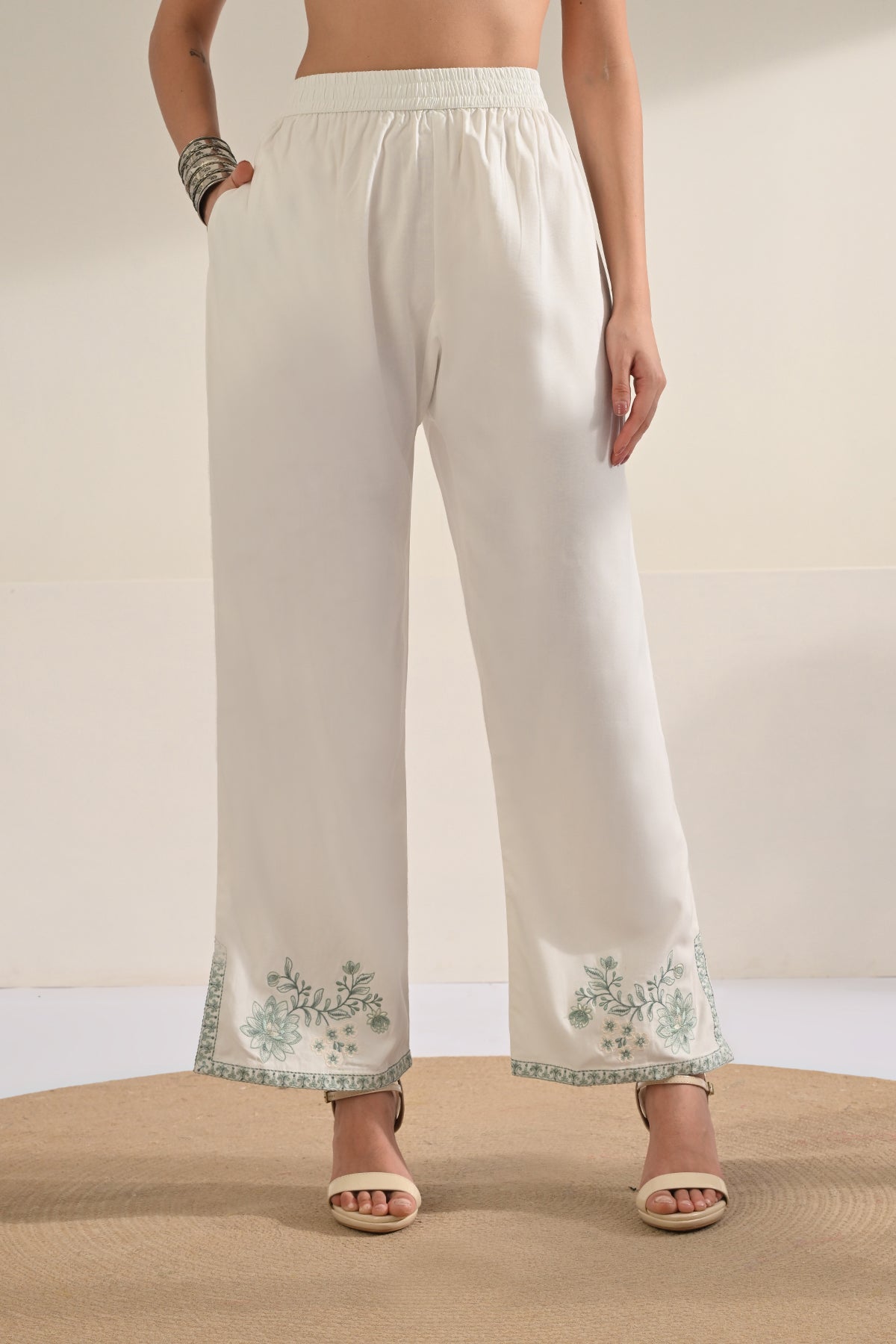 Cream Embroidered Co-Ord Set