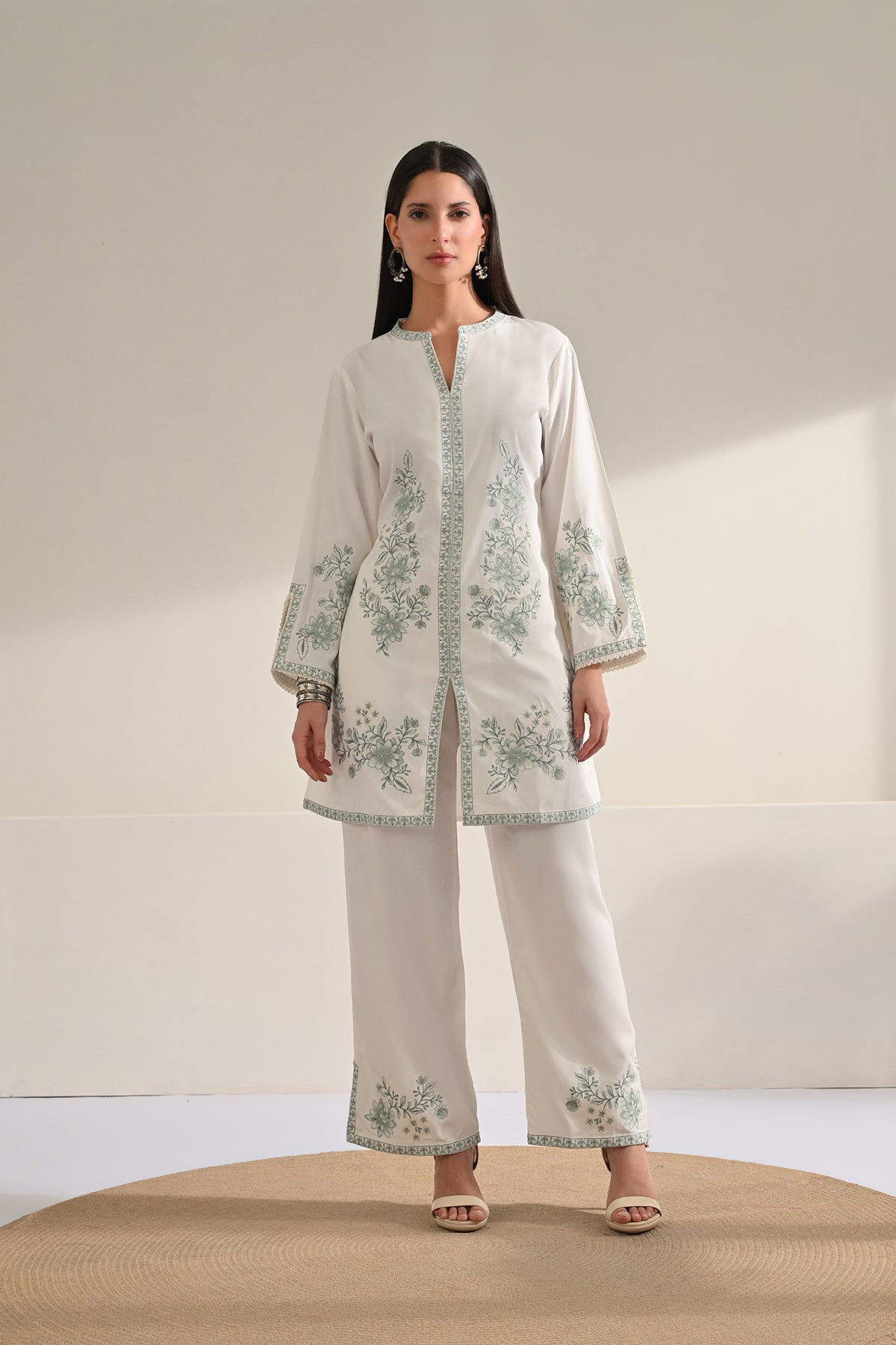 Cream Embroidered Co-Ord Set