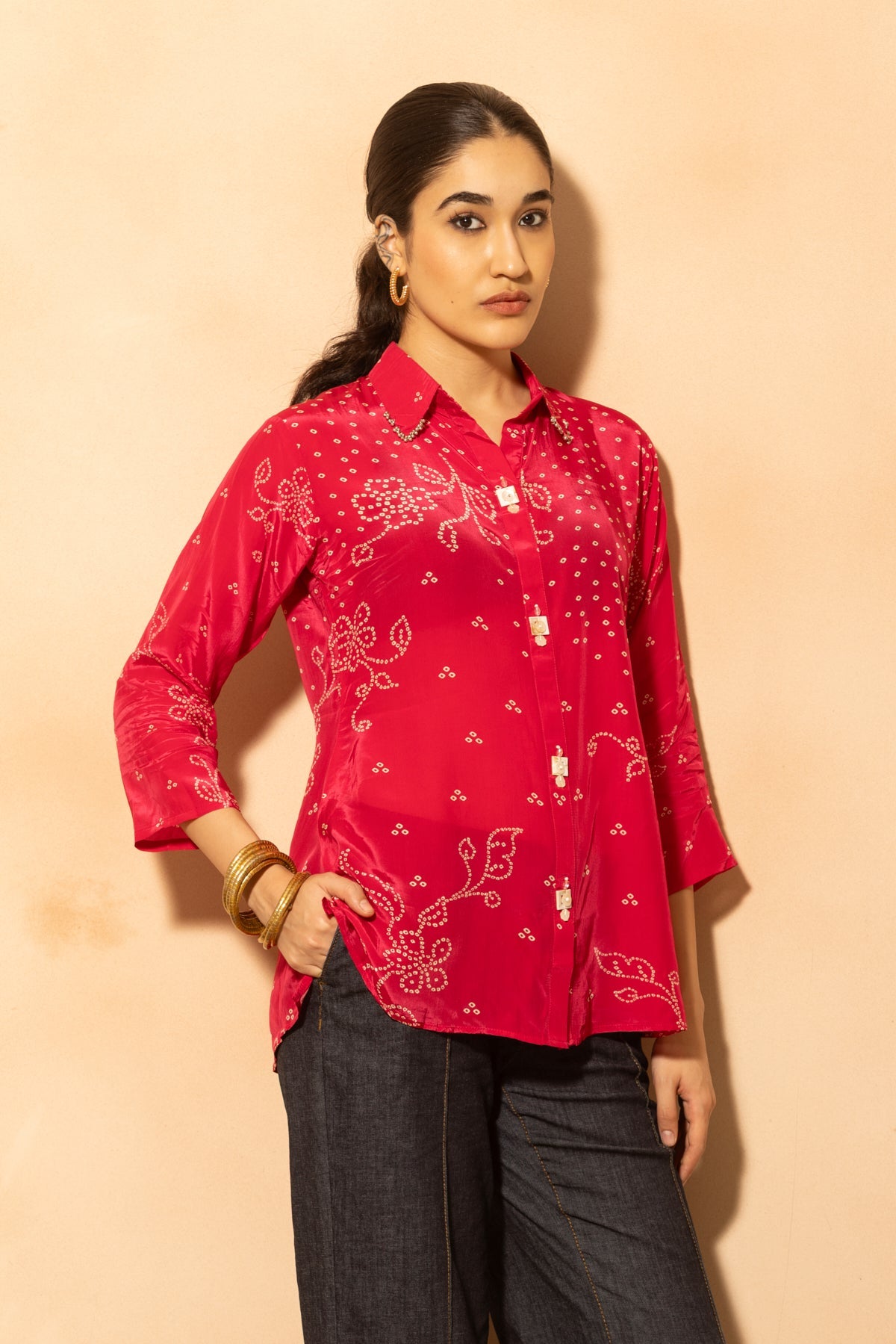 Pink Bandhani Printed Top