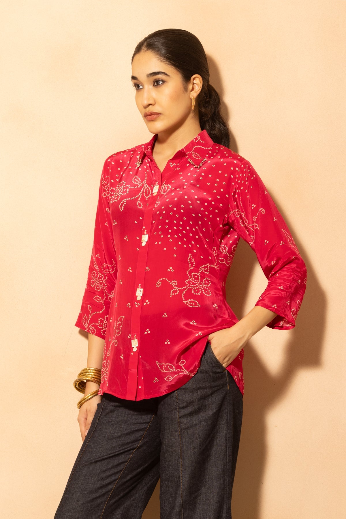Pink Bandhani Printed Top
