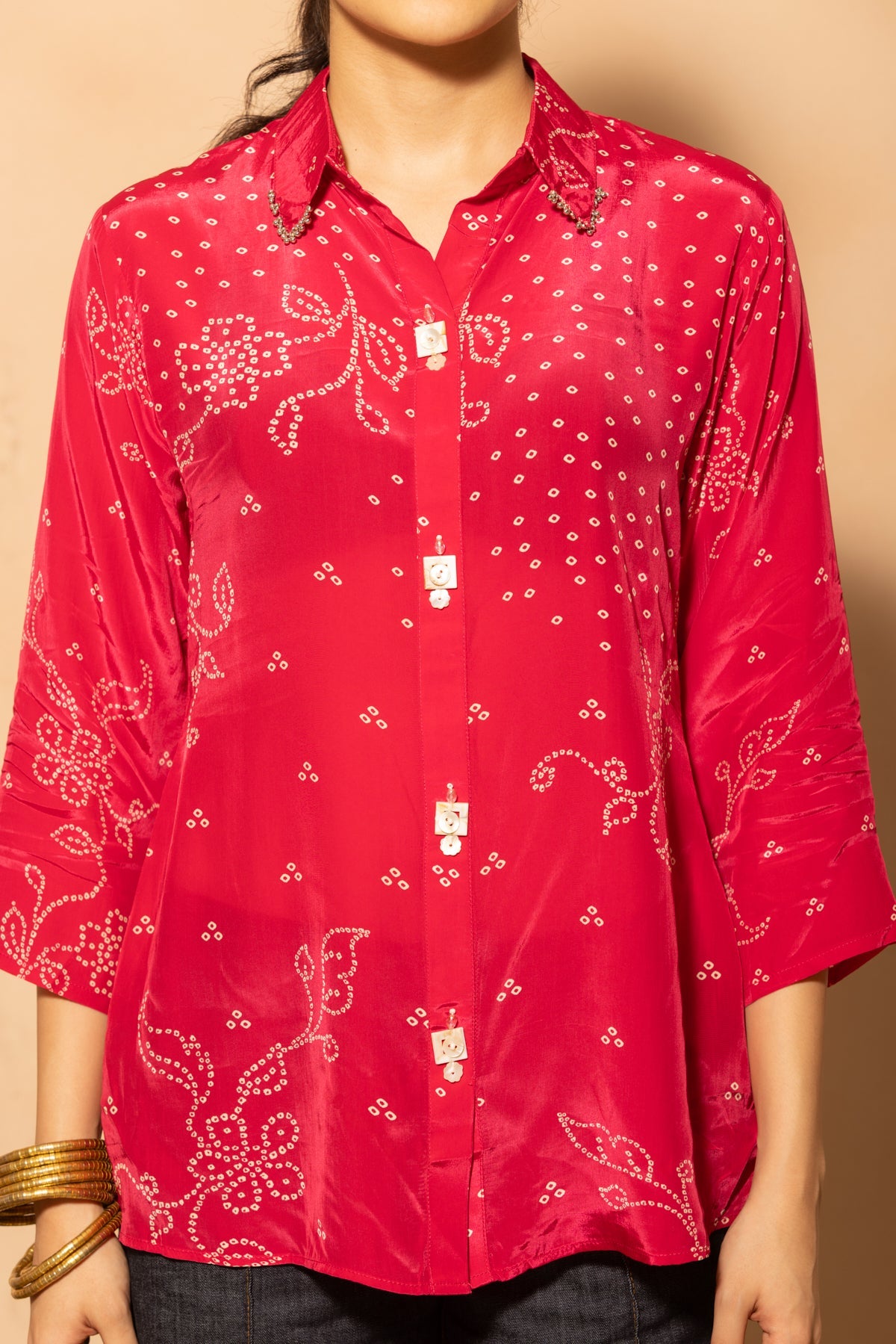 Pink Bandhani Printed Top