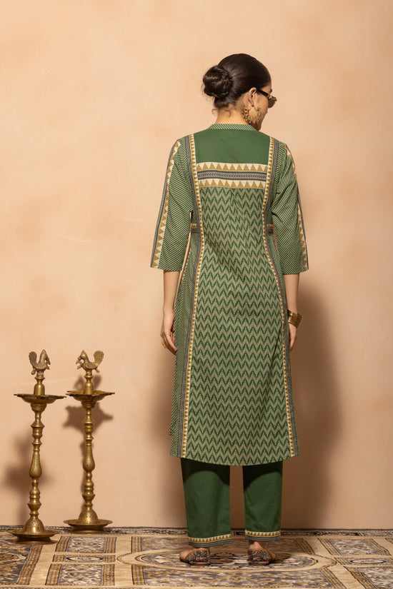 Green A-line Printed Kurta 2 Pcs Set