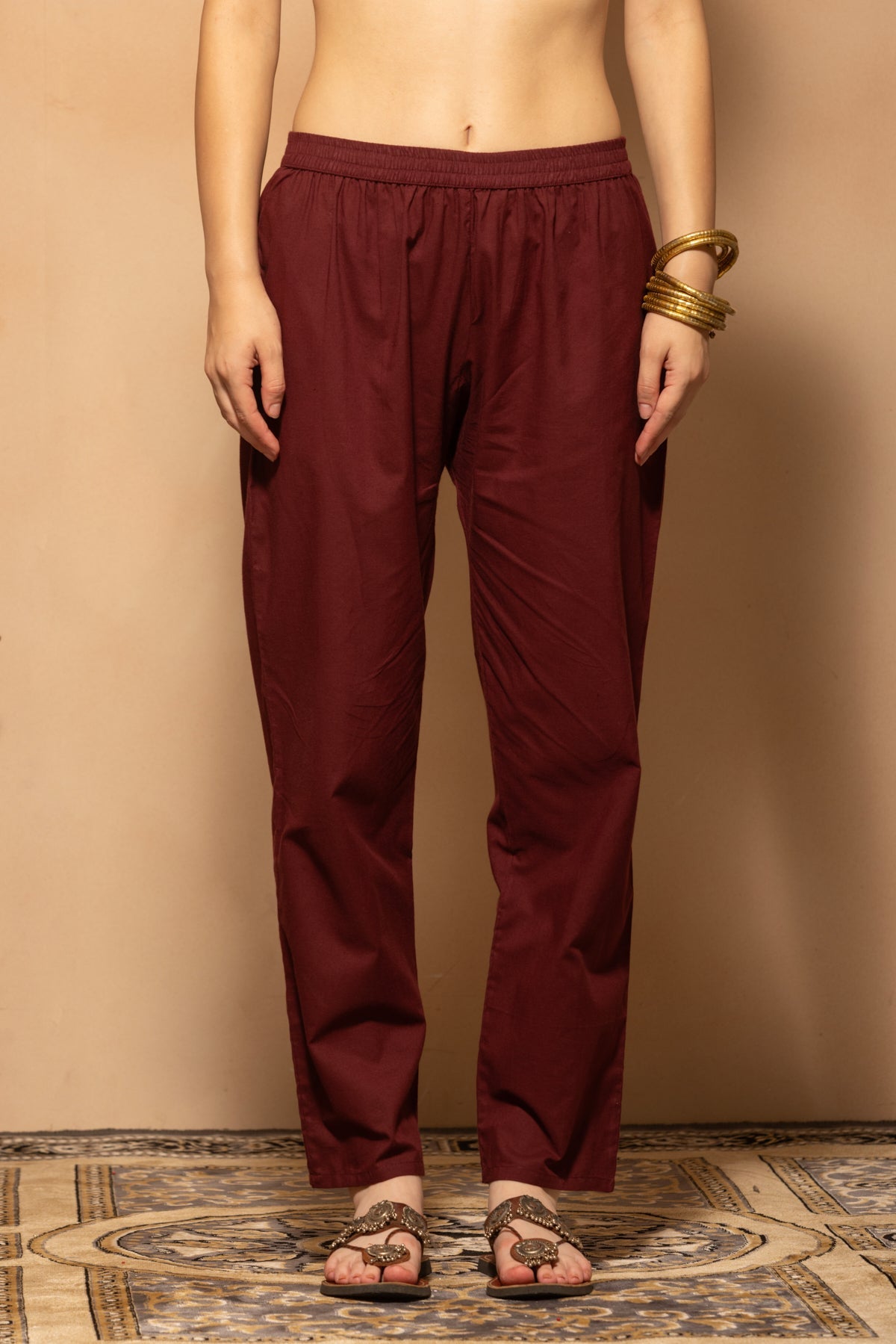 Maroon A-line Flared Printed Kurta 3 Pcs Set