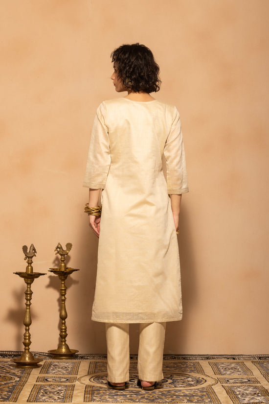 Cream Embroidered Kurta 3 Pcs Set