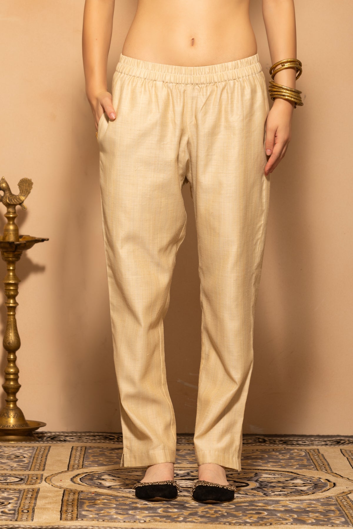Cream Embroidered Kurta 3 Pcs Set