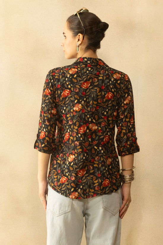 Black Floral Printed Top