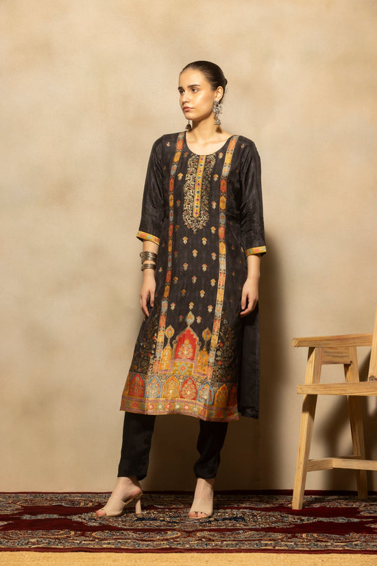Black Embroidered Kurta 3 Pcs Set