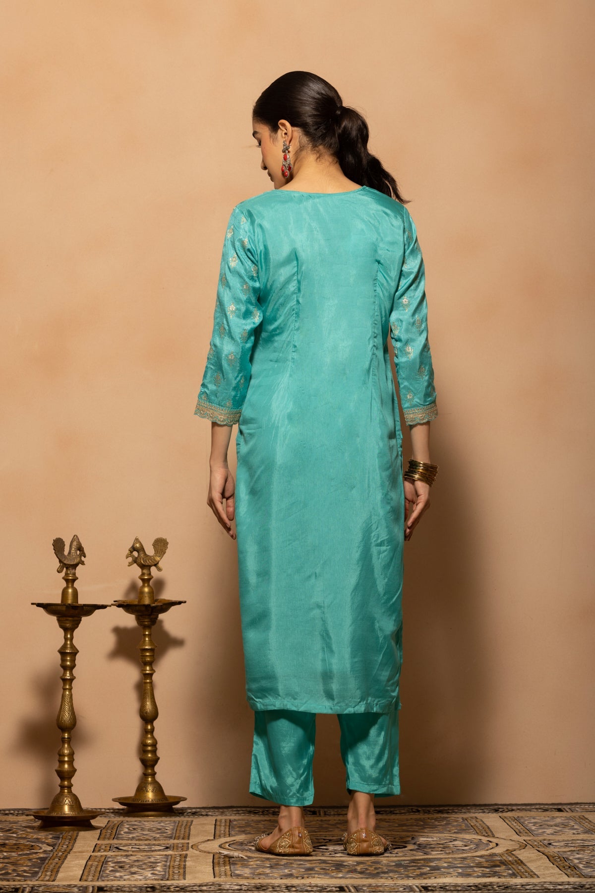 Blue Embroidered Kurta 3 Pcs Set